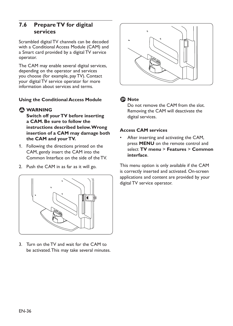 7�6 prepare tv for digital services | Philips 19PFL3403D/10 User Manual | Page 37 / 46
