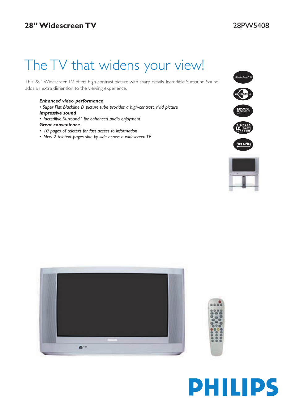 Philips 28PW5408 User Manual | 2 pages