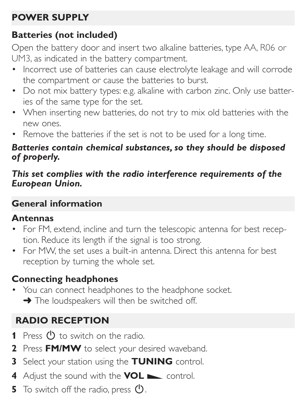 English | Philips AE1850 User Manual | Page 4 / 10
