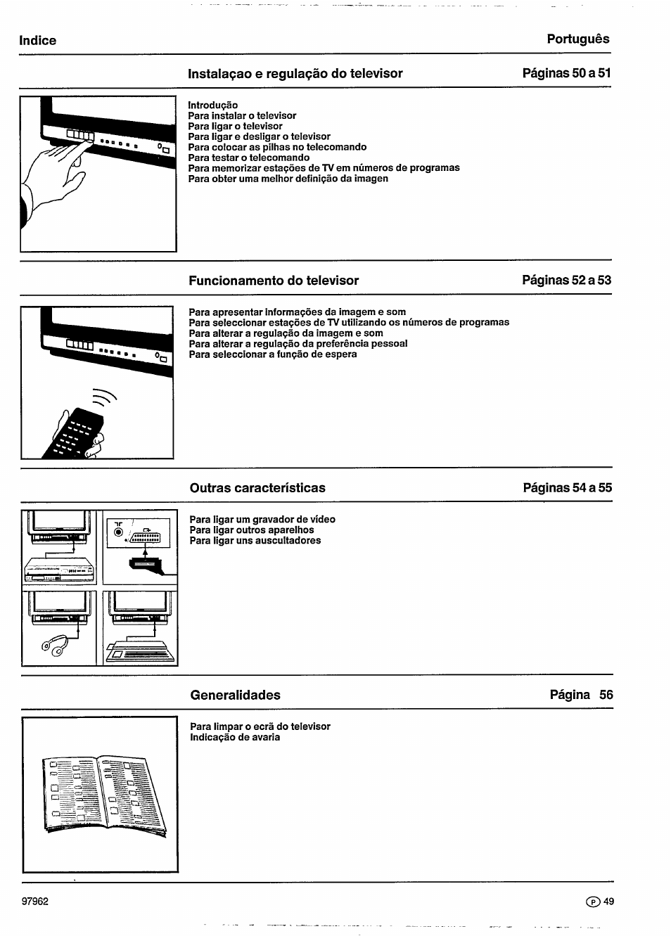 Indice portugués | Philips 14GR2330 User Manual | Page 5 / 14