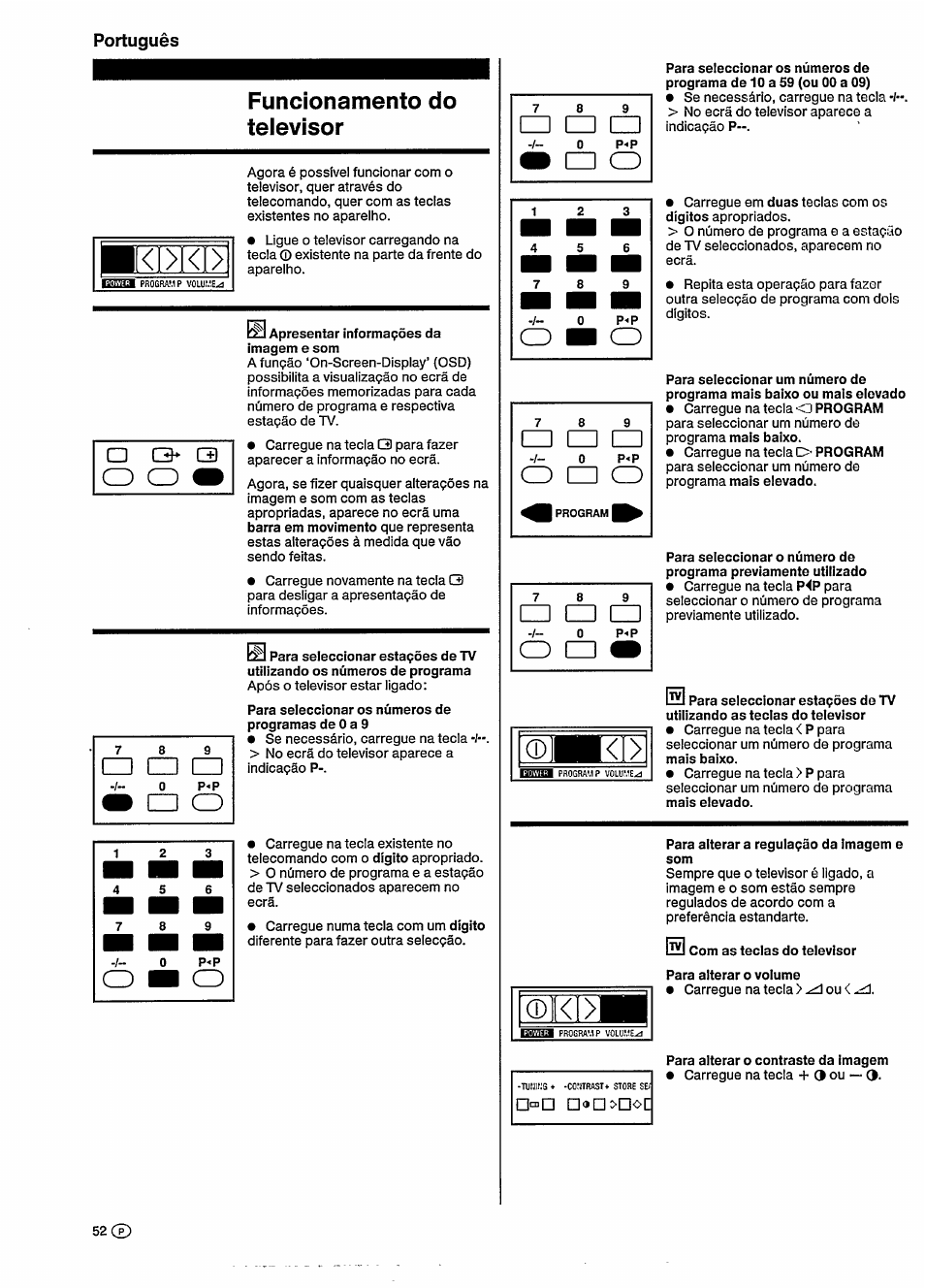 Funcionamento do televisor, Funcionamento do televisor 3 m, Portugués | Philips 14GR2330 User Manual | Page 8 / 14