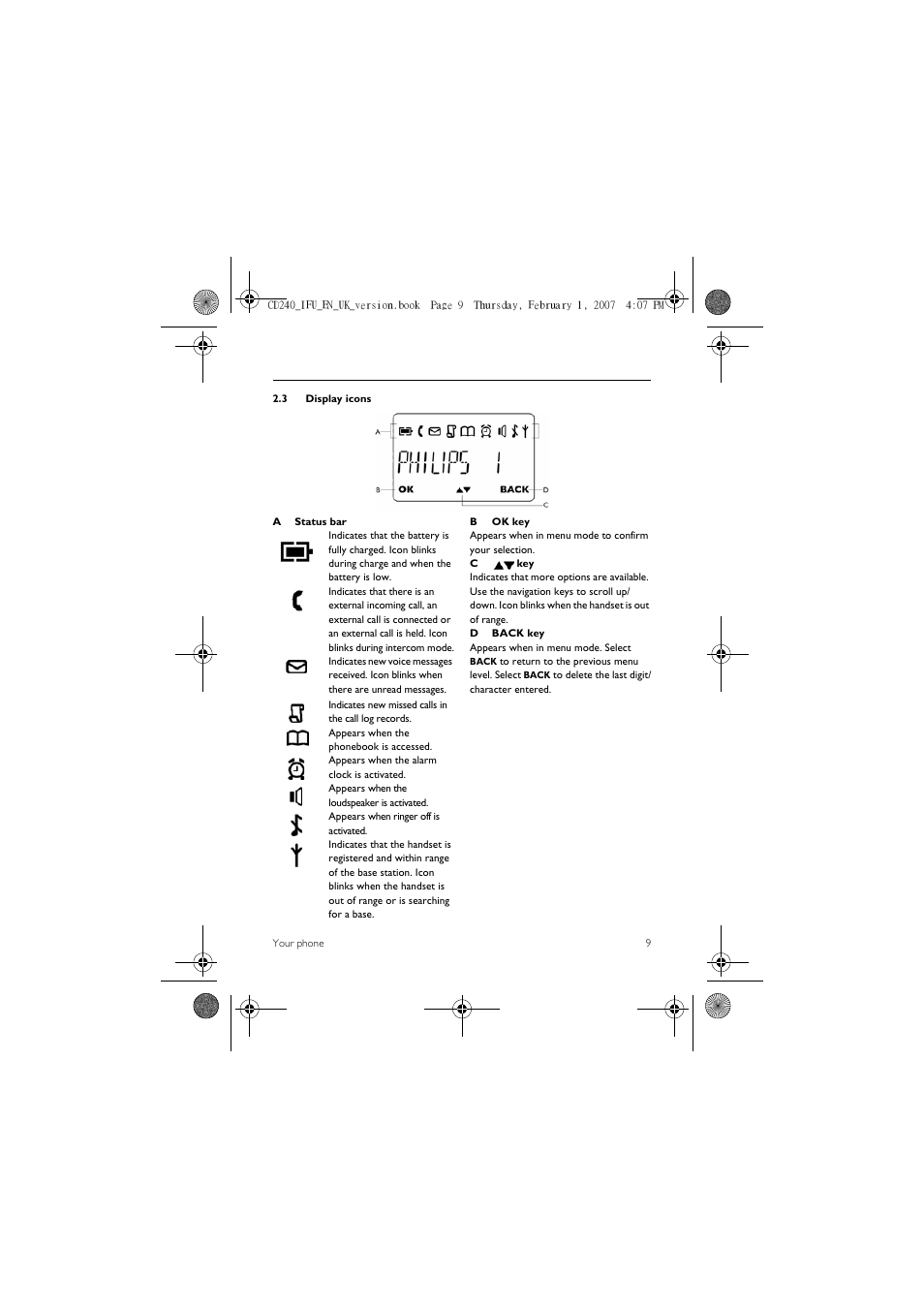3 display icons | Philips CD 240  EN User Manual | Page 11 / 42