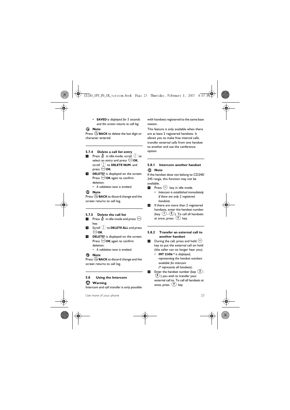 8 using the intercom | Philips CD 240  EN User Manual | Page 25 / 42