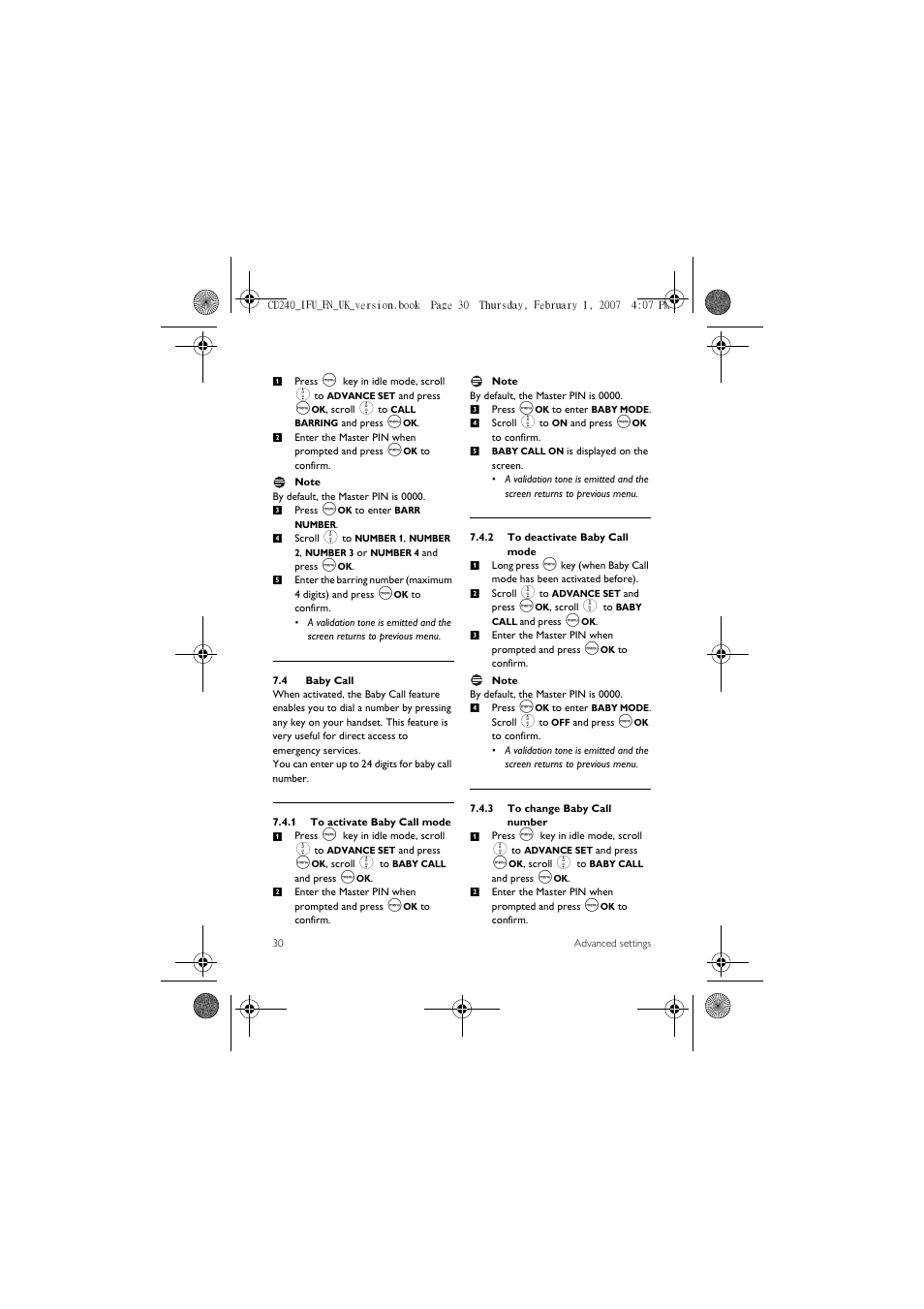 4 baby call | Philips CD 240  EN User Manual | Page 32 / 42