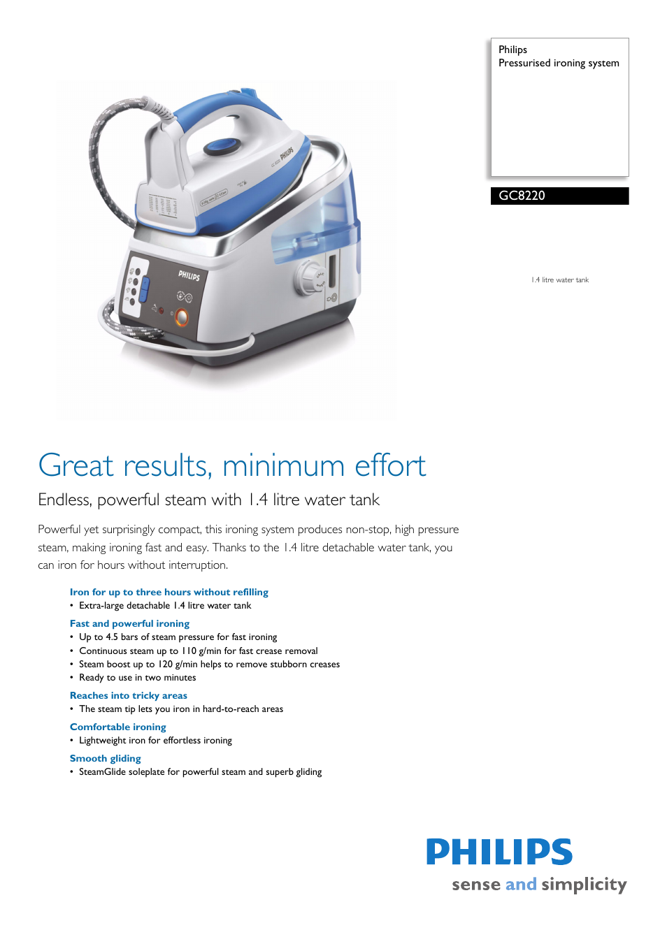 Philips GC8220 User Manual | 2 pages
