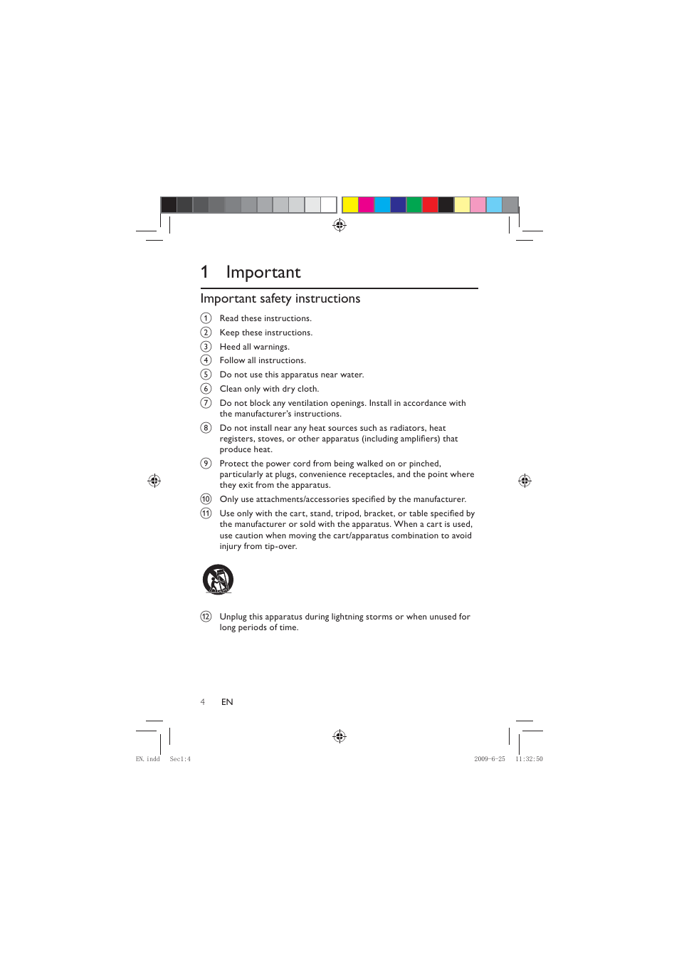 1 important, Important safety instructions | Philips PET736/77 User Manual | Page 3 / 23