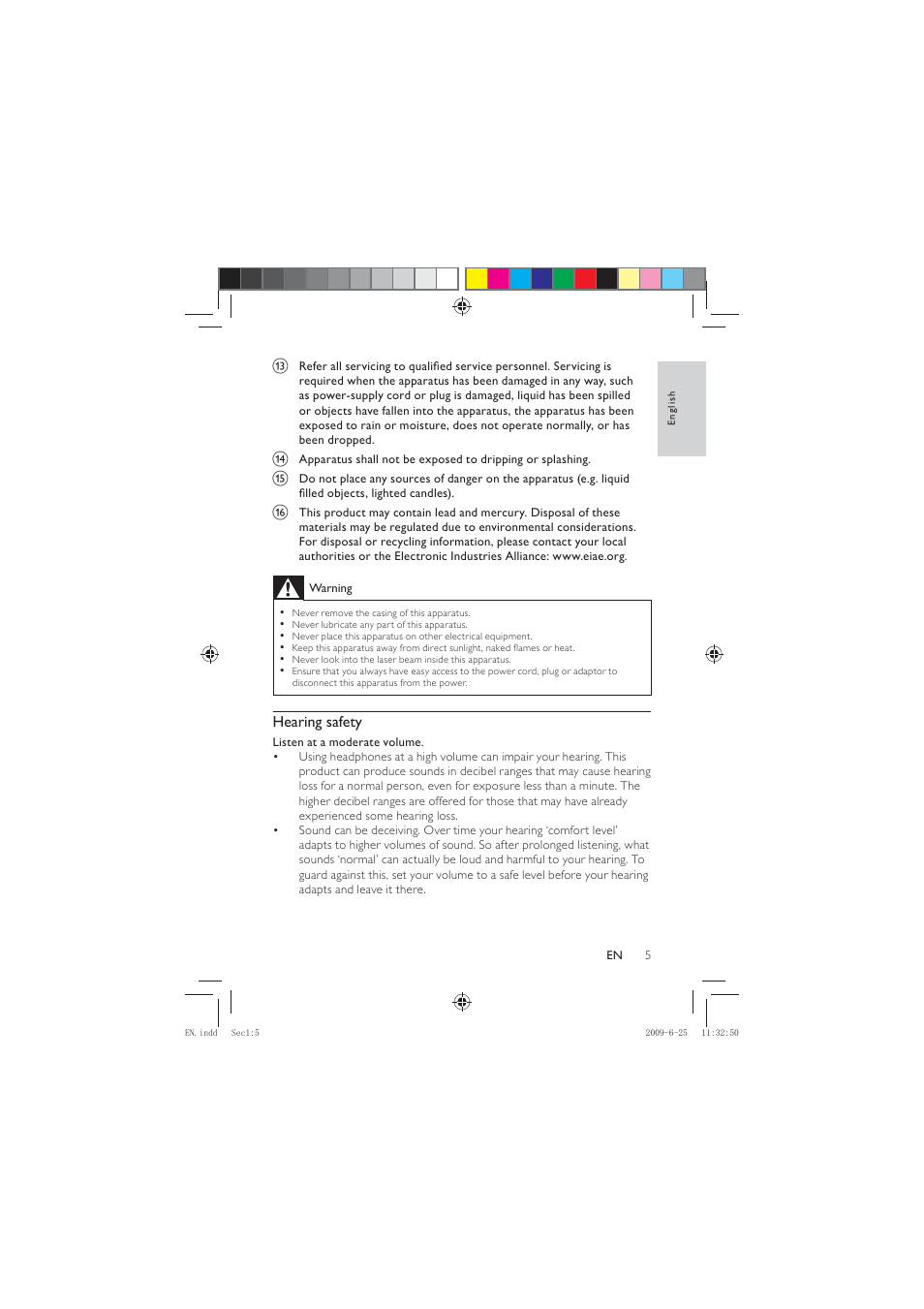 Hearing safety | Philips PET736/77 User Manual | Page 4 / 23