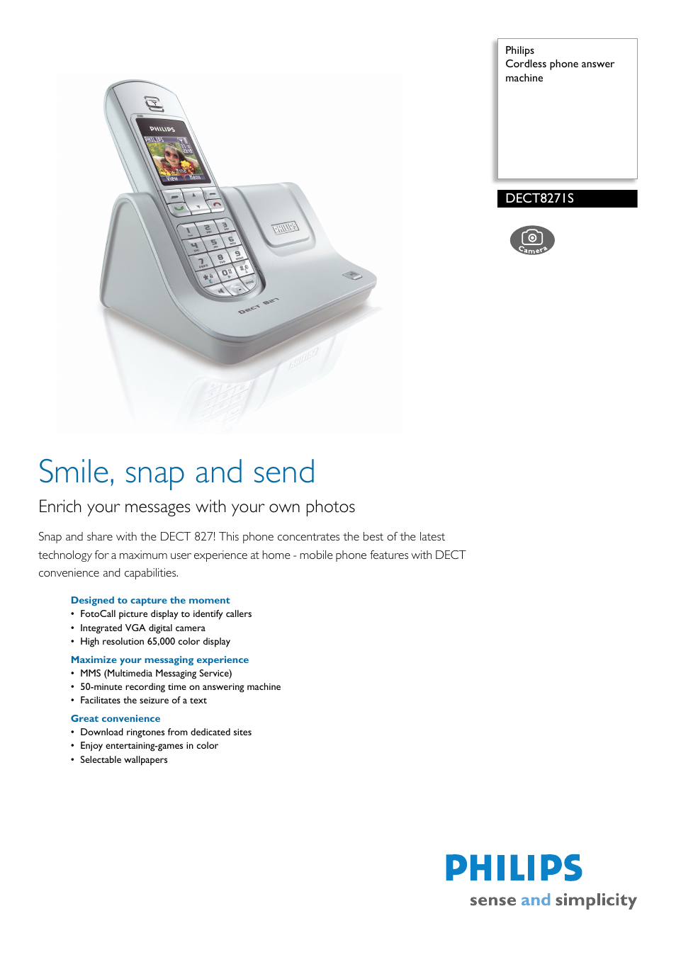 Philips DECT8271S User Manual | 2 pages