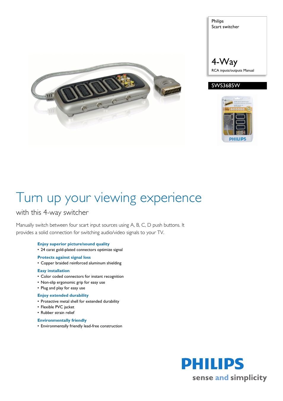 Philips SWS3685W User Manual | 2 pages