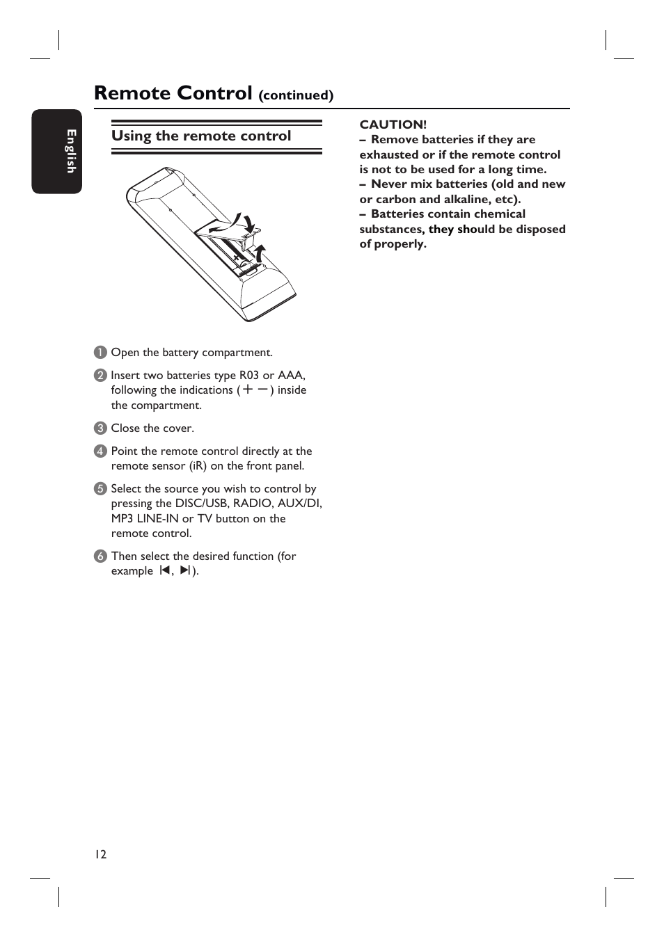 Remote control | Philips HTS3548W User Manual | Page 12 / 55