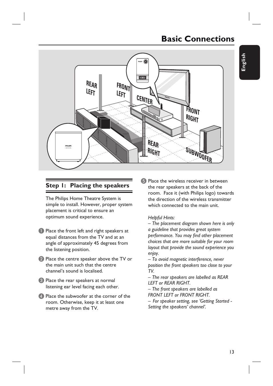 Basic connections | Philips HTS3548W User Manual | Page 13 / 55