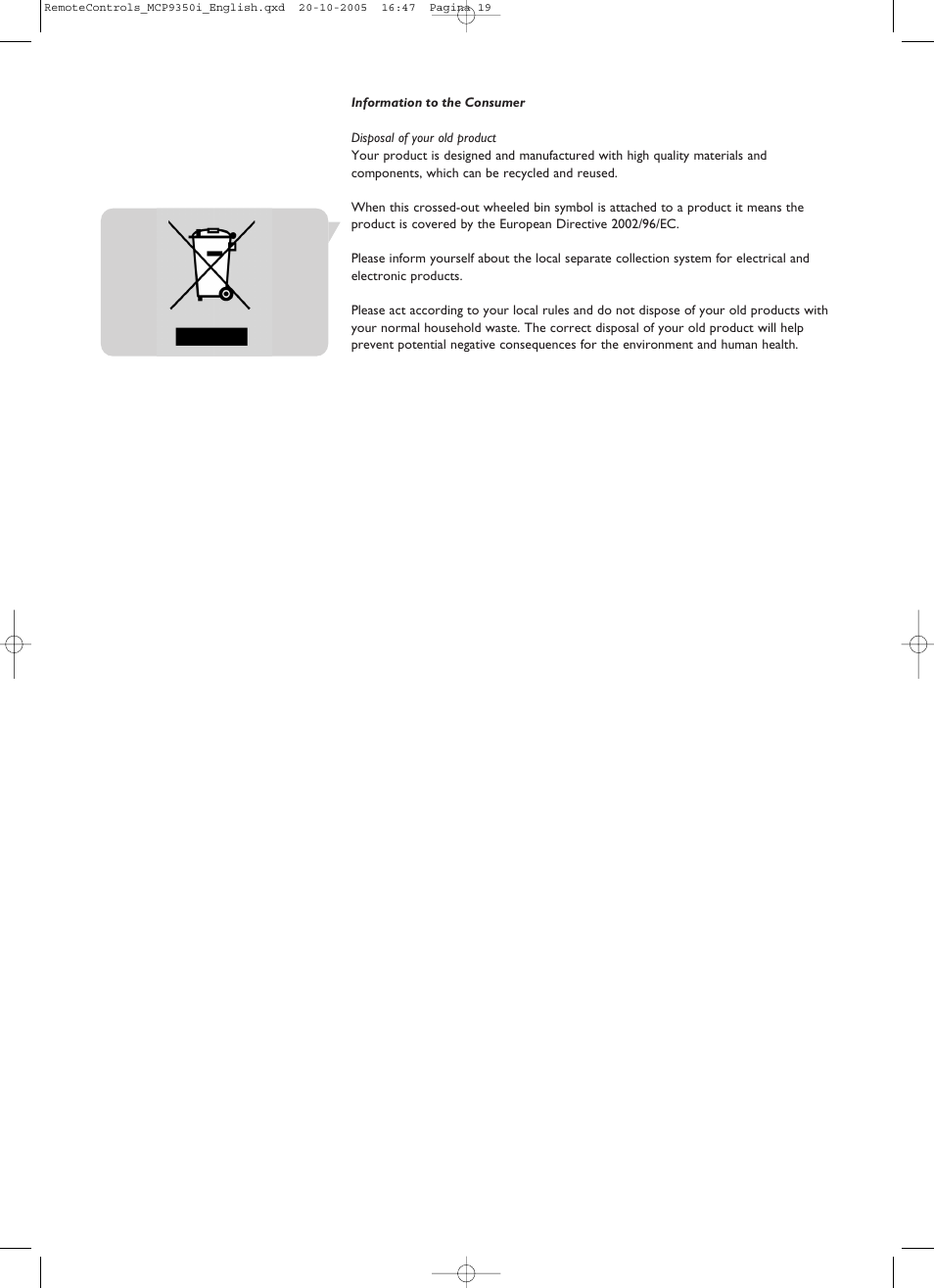 Philips RC4370 User Manual | Page 19 / 20