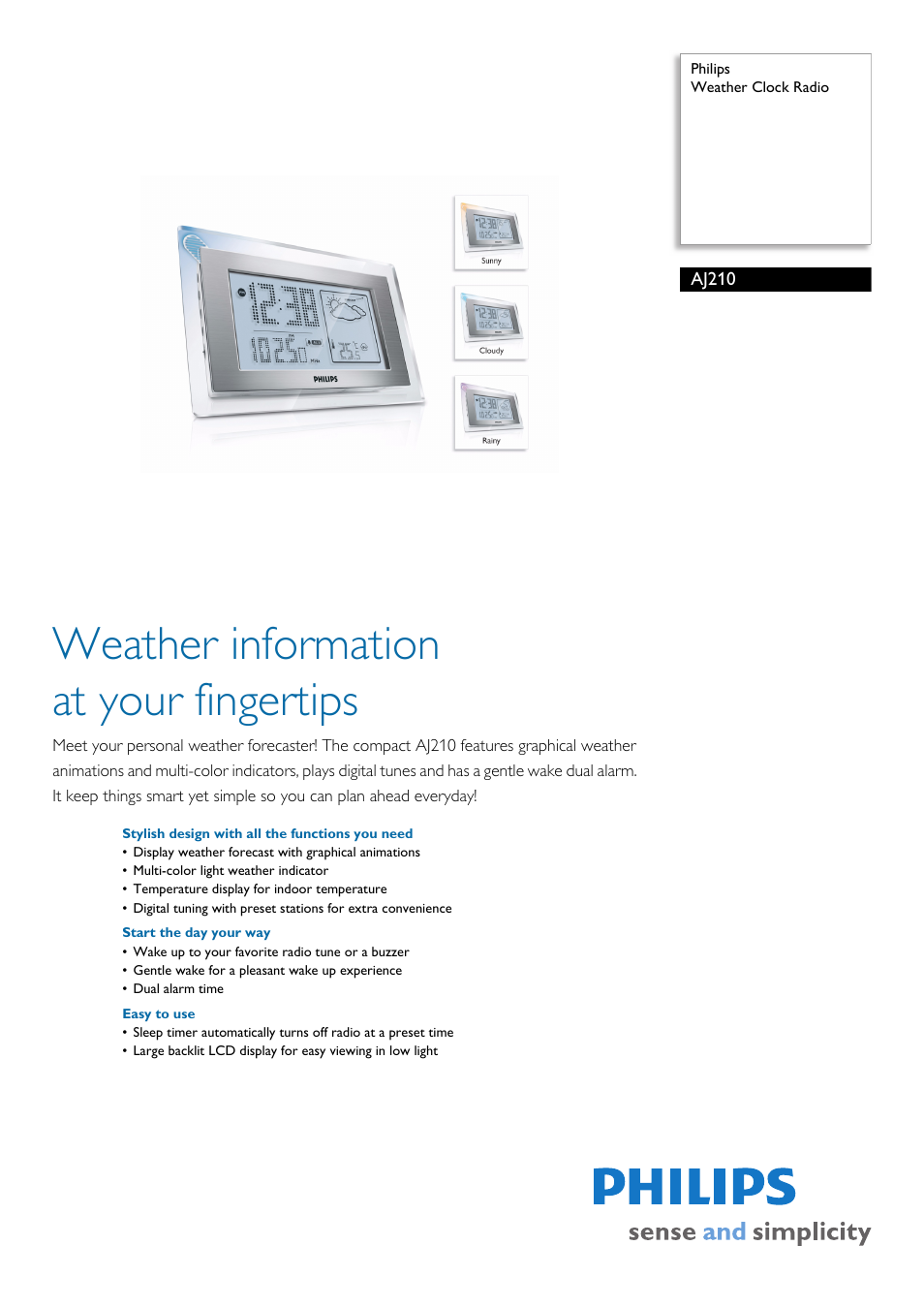 Philips AJ210/05 User Manual | 2 pages