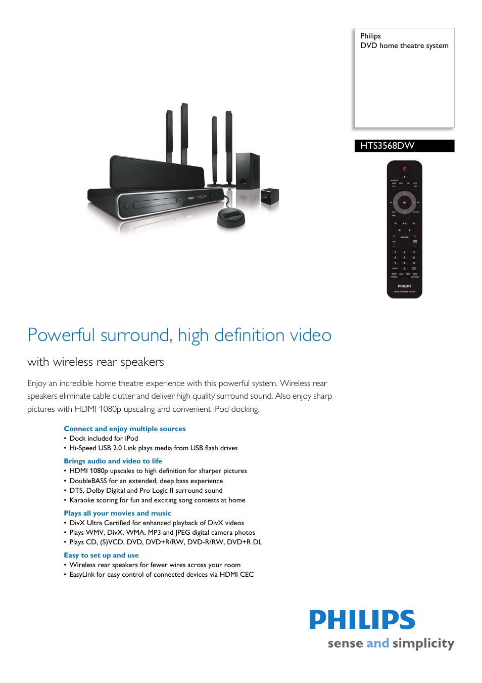Philips HTS3568DW/98 User Manual | 3 pages