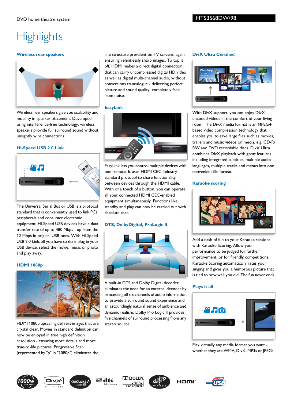 Highlights | Philips HTS3568DW/98 User Manual | Page 2 / 3