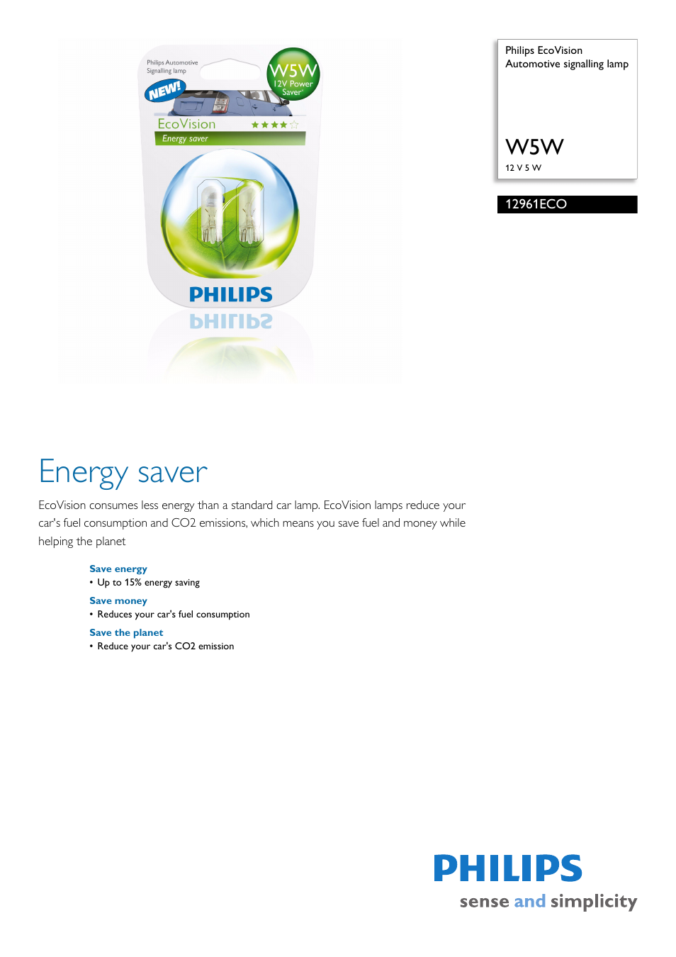 Philips 12961ECO User Manual | 2 pages