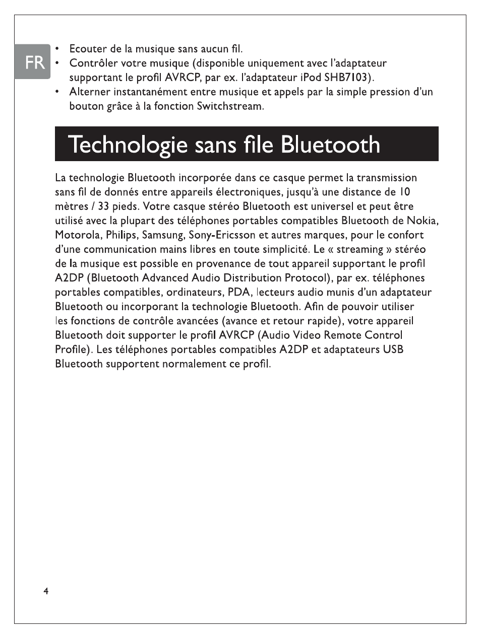 Technologie sans file bluetooth | Philips SHB7100/7102/7103 User Manual | Page 23 / 53