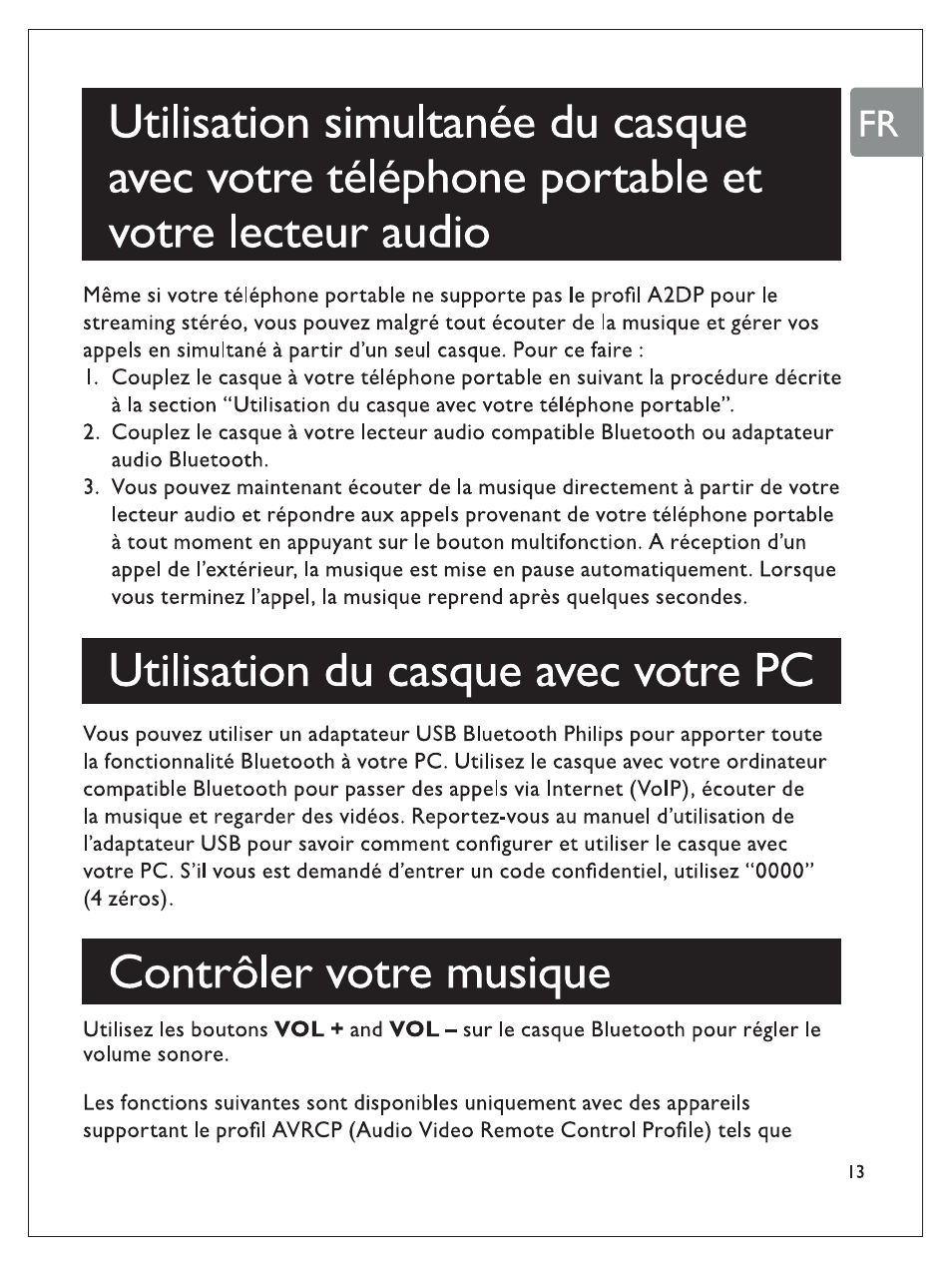 Utilisation du casque avec votre pc, Contrôier votre musique | Philips SHB7100/7102/7103 User Manual | Page 32 / 53