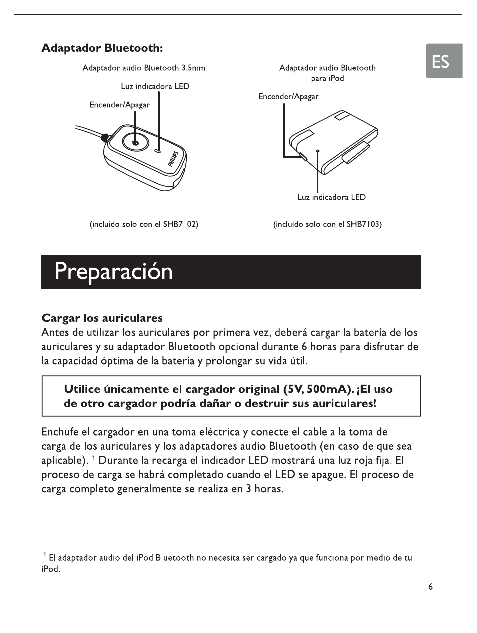 Preparación | Philips SHB7100/7102/7103 User Manual | Page 42 / 53