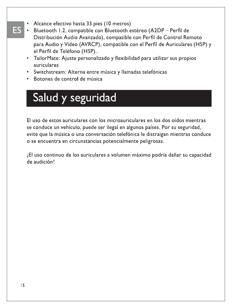 Salud y seguridad | Philips SHB7100/7102/7103 User Manual | Page 51 / 53