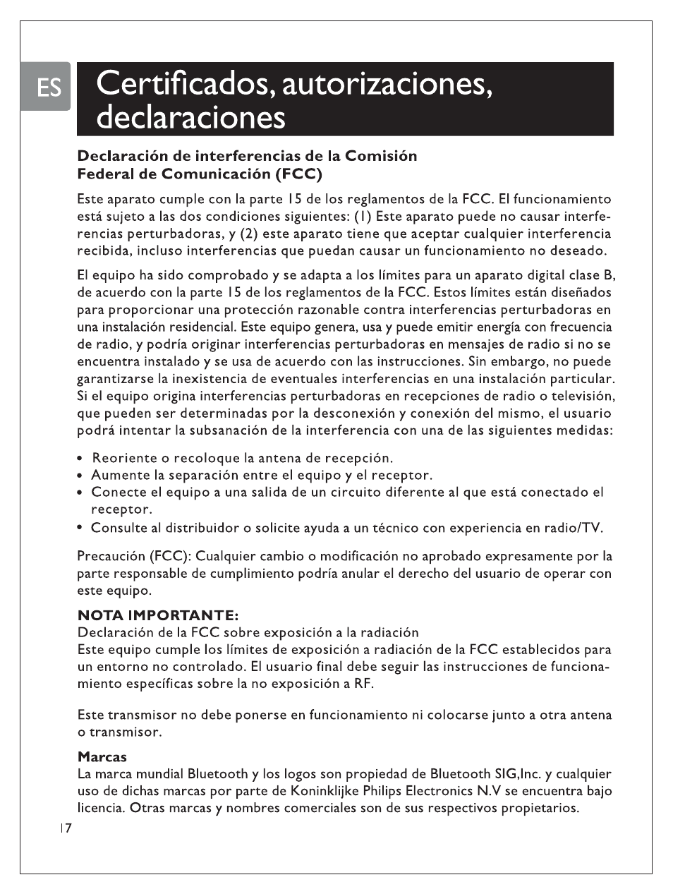 Certificados, autorizaciones, declaraciones | Philips SHB7100/7102/7103 User Manual | Page 53 / 53