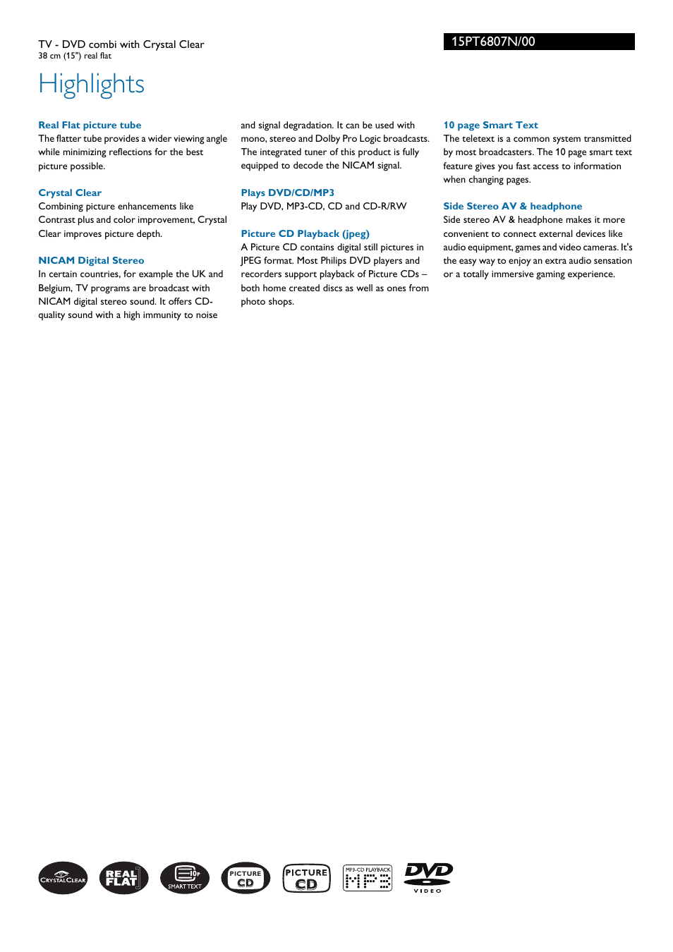 Highlights | Philips 15PT6807N User Manual | Page 2 / 3