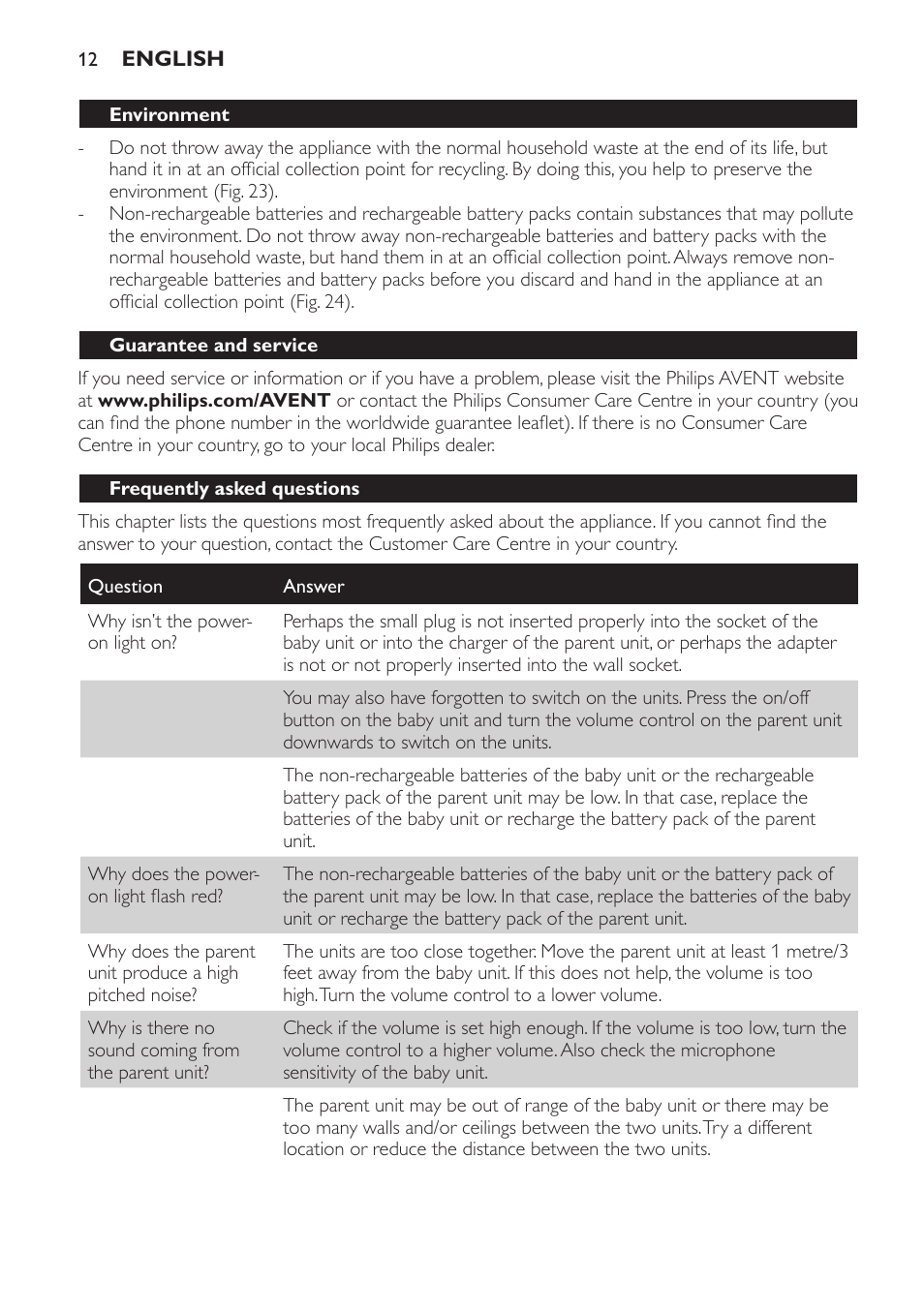 Environment, Guarantee and service, Frequently asked questions | Philips SCD481 User Manual | Page 12 / 152