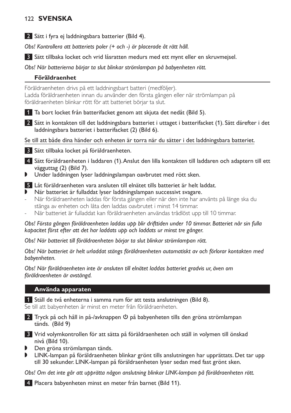 Föräldraenhet, Använda apparaten | Philips SCD481 User Manual | Page 122 / 152
