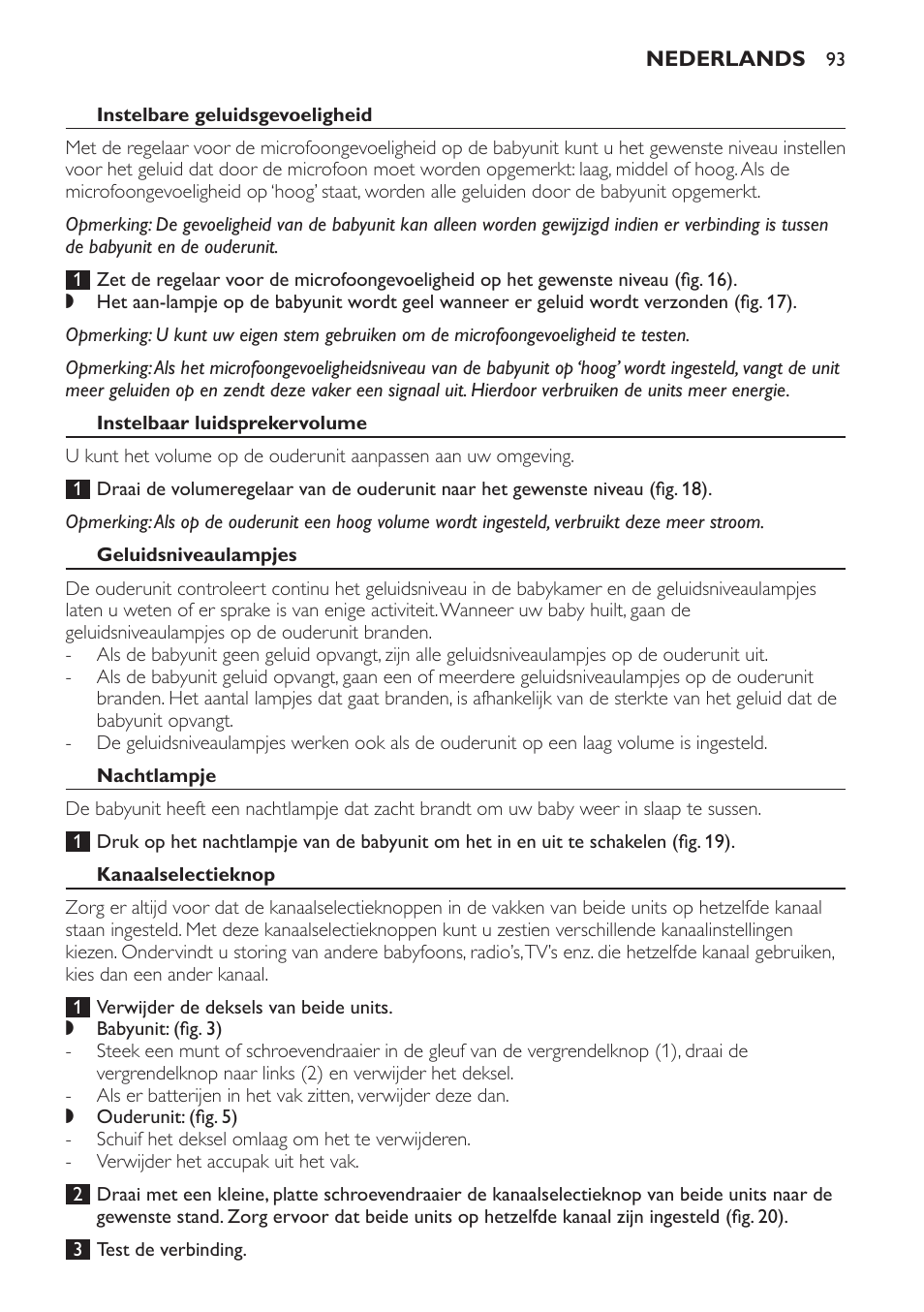 Instelbare geluidsgevoeligheid, Instelbaar luidsprekervolume, Geluidsniveaulampjes | Nachtlampje, Kanaalselectieknop | Philips SCD481 User Manual | Page 93 / 152