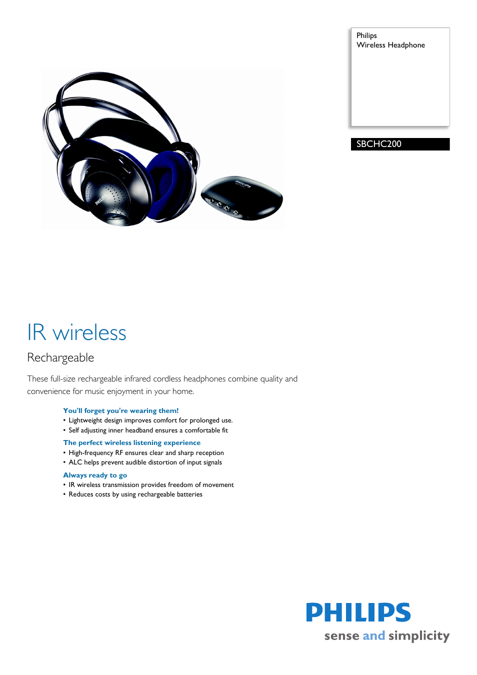 Philips SBC HC200 User Manual | 2 pages