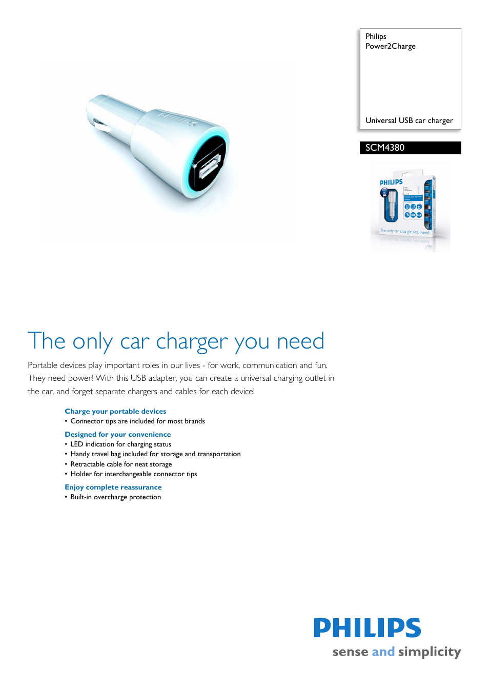 Philips Power2Charge SCM4380/10 User Manual | 2 pages