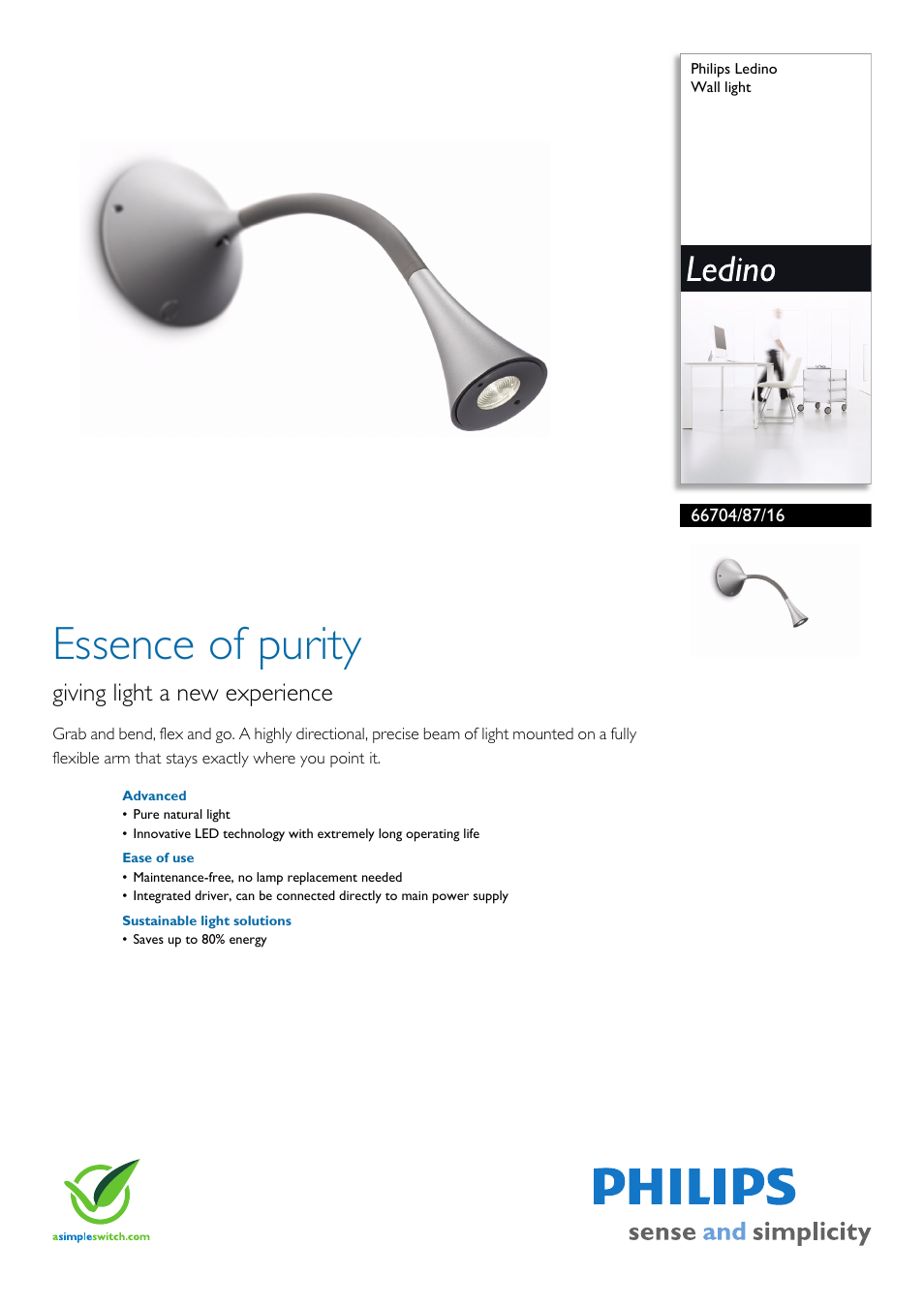 Philips Wall Light 66704/87/16 User Manual | 2 pages