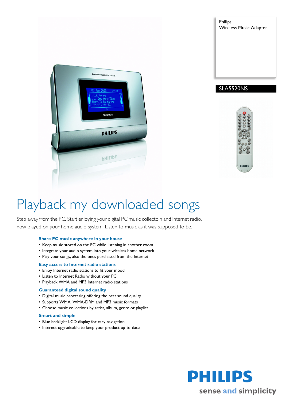 Philips SLA5520NS User Manual | 2 pages