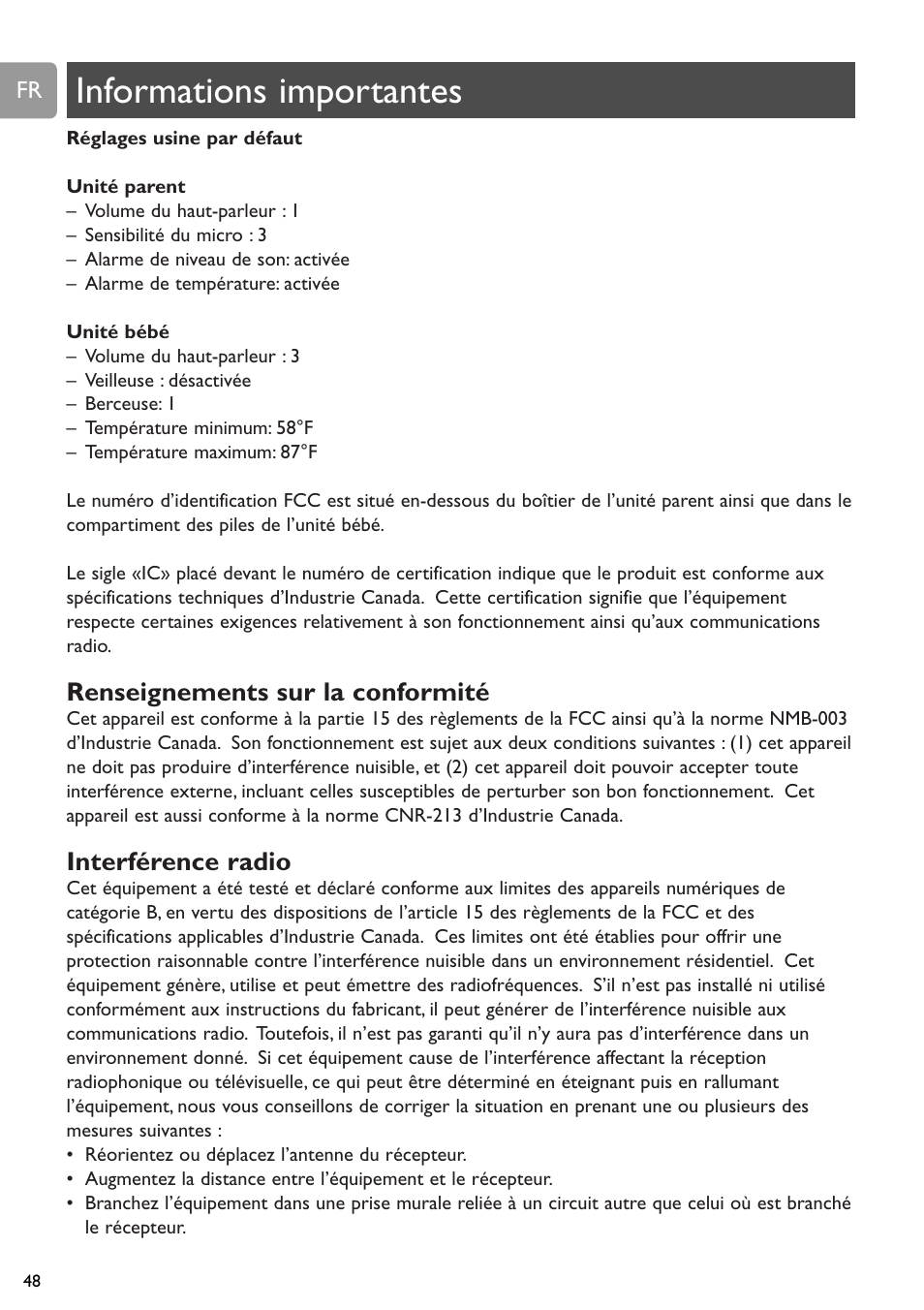 Chapter, Informations importantes | Philips SCD589 User Manual | Page 48 / 76