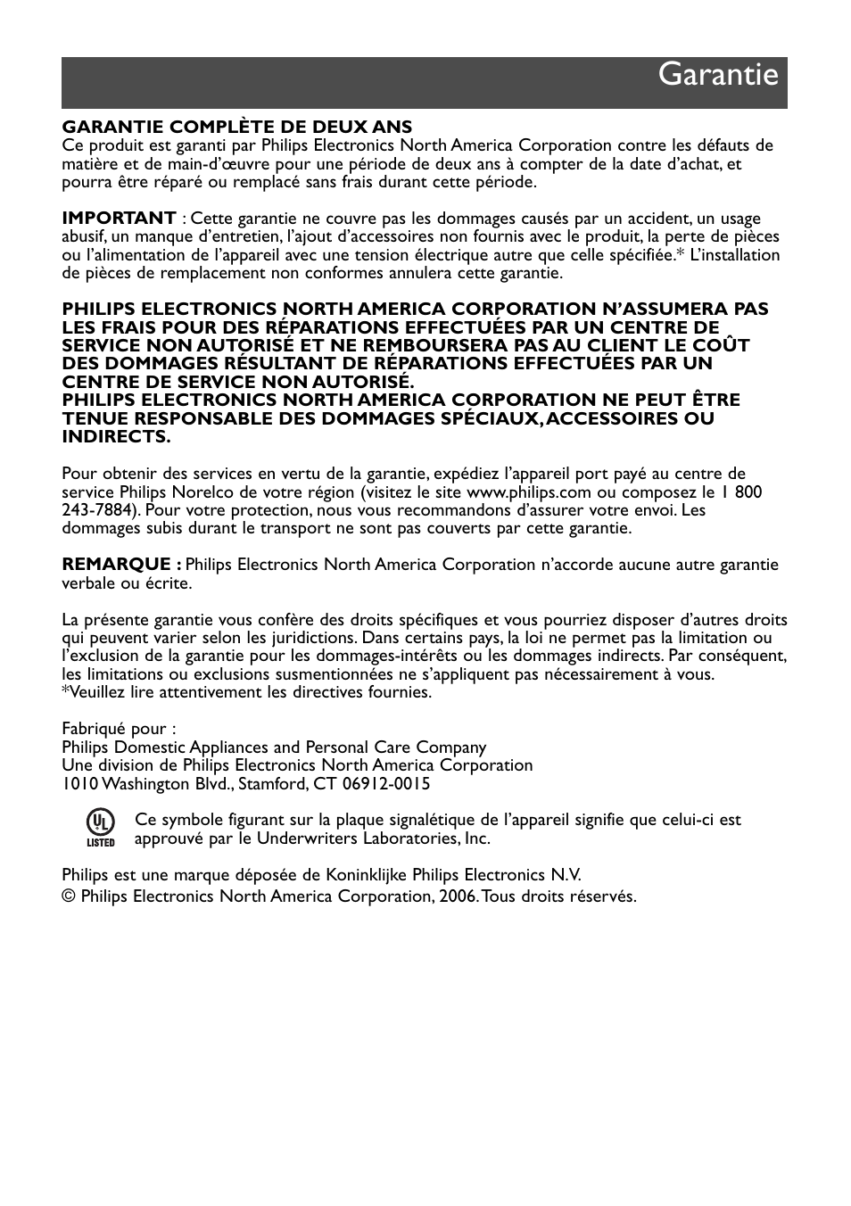 Garantie | Philips SCD589 User Manual | Page 50 / 76