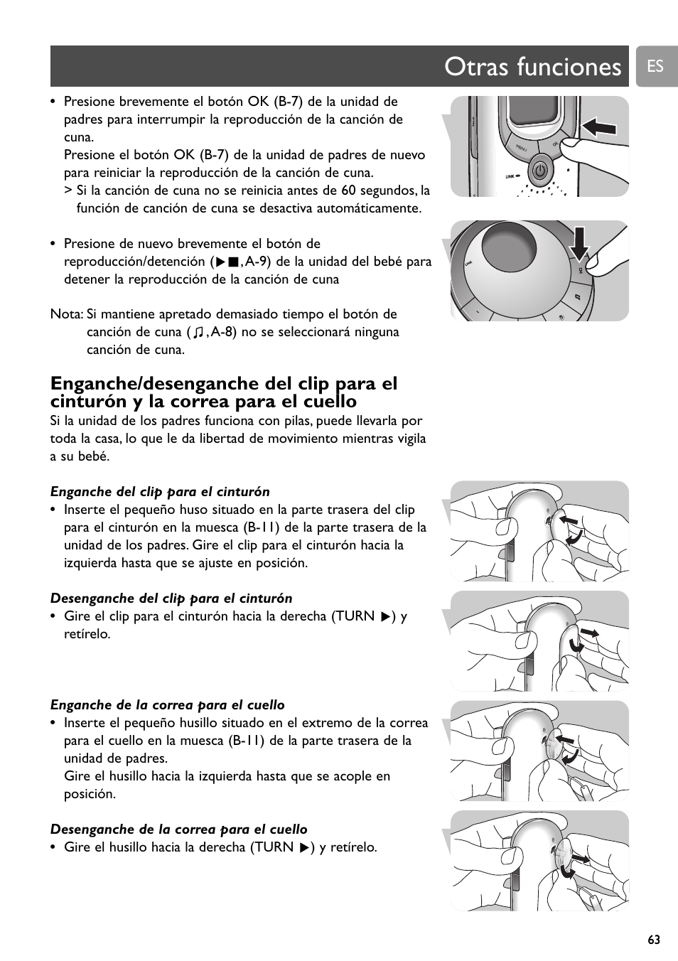 Otras funciones | Philips SCD589 User Manual | Page 63 / 76