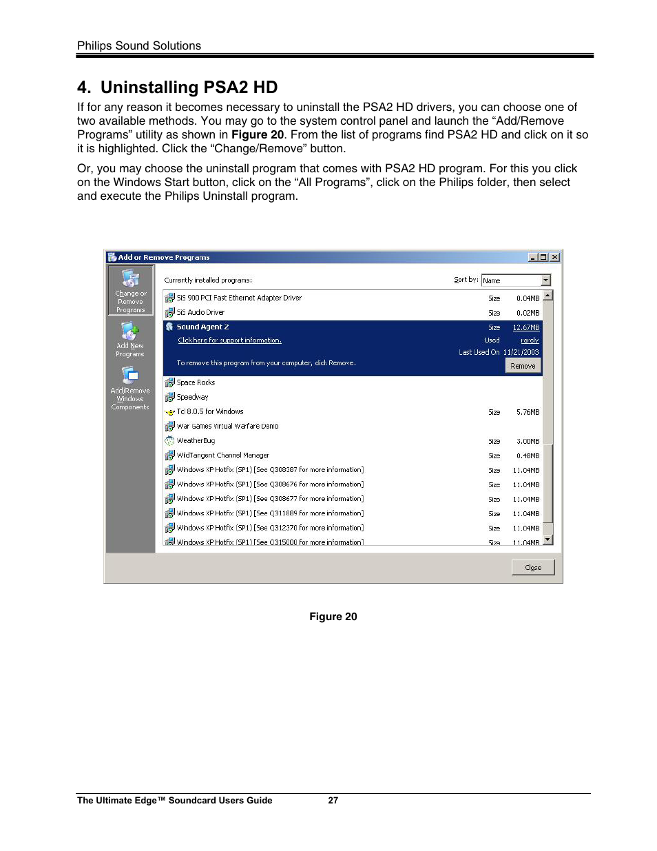 Uninstalling psa2 hd | Philips ULTIMATE EDGE 5.1 User Manual | Page 33 / 40