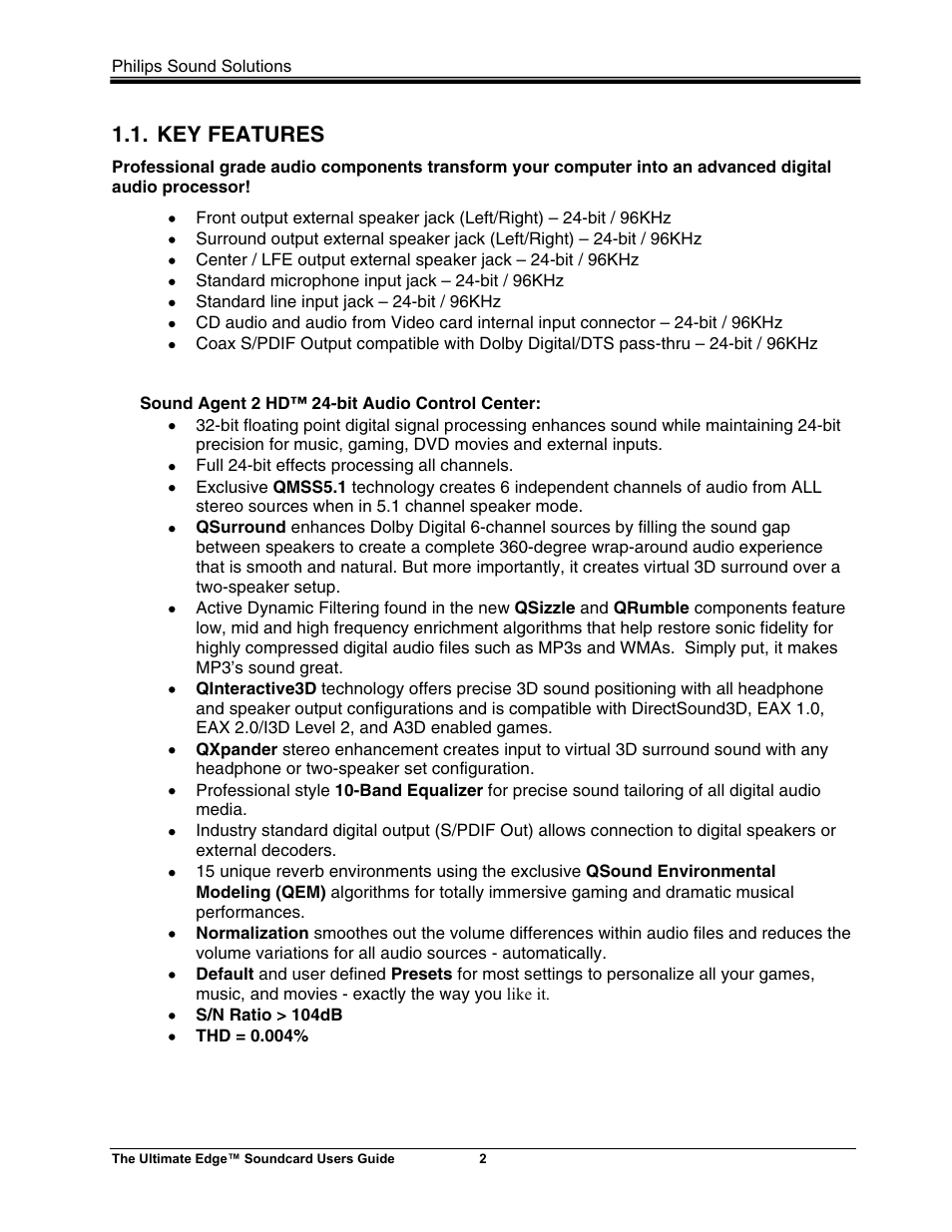 Key features | Philips ULTIMATE EDGE 5.1 User Manual | Page 8 / 40