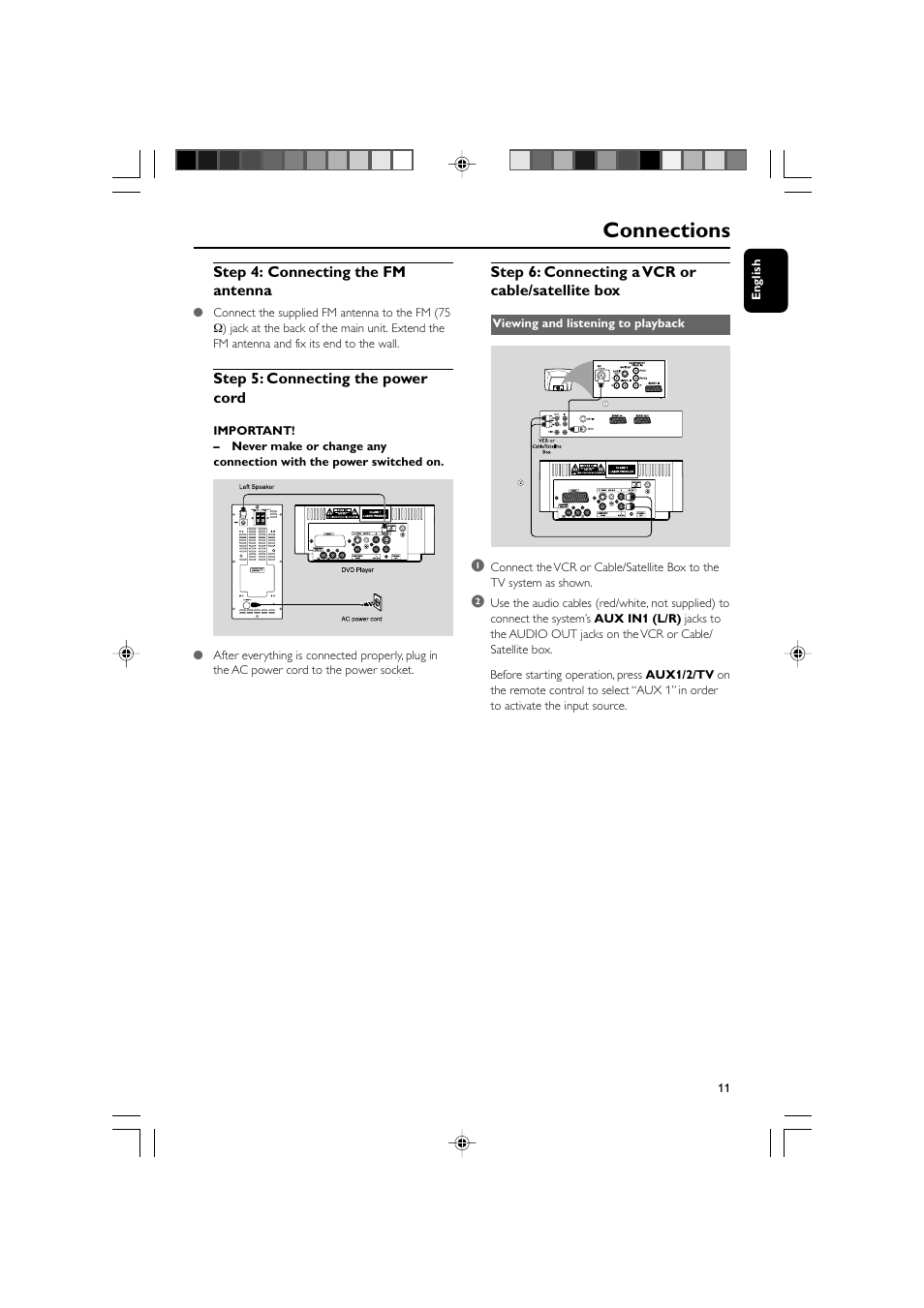 Connections | Philips 625p User Manual | Page 11 / 37