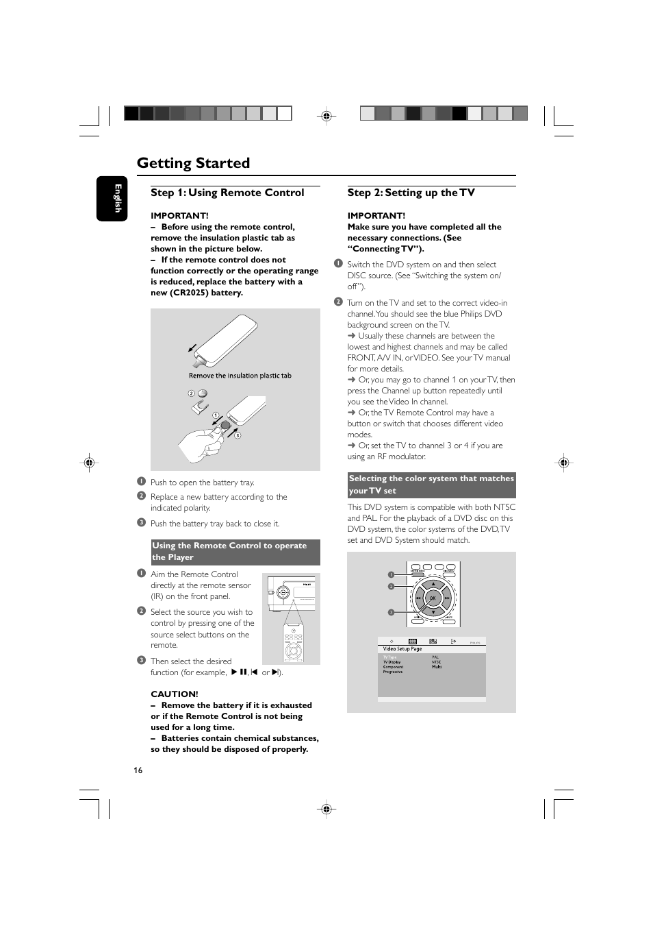 Getting started | Philips 625p User Manual | Page 16 / 37