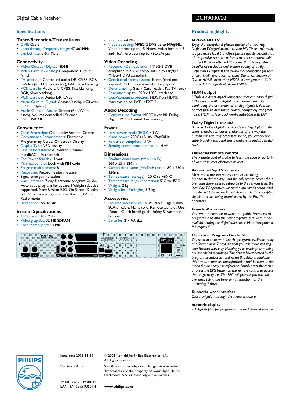 Philips Cineos DCR9000 User Manual | Page 2 / 2