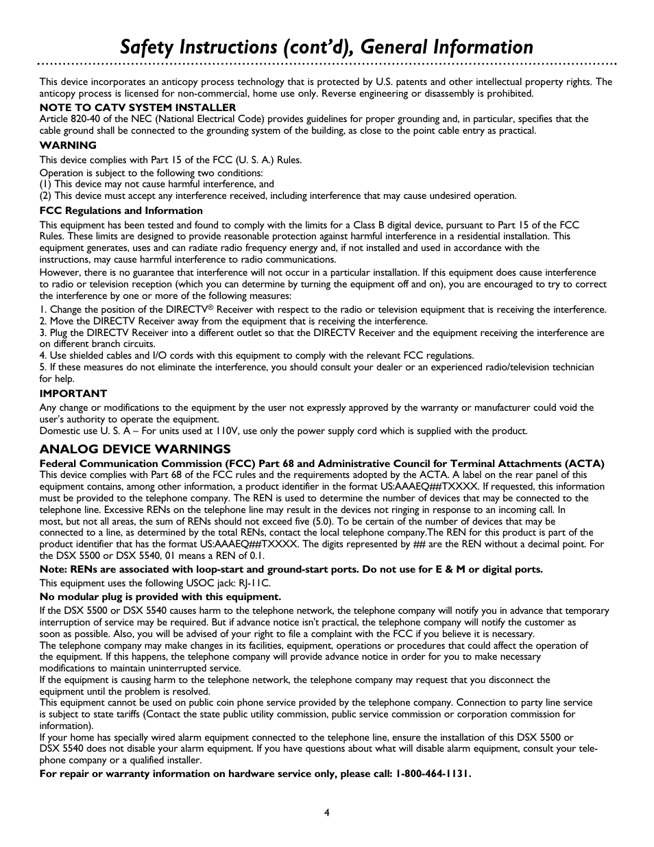 Safety instructions (cont’d), general information | Philips DSX 5500 User Manual | Page 4 / 36