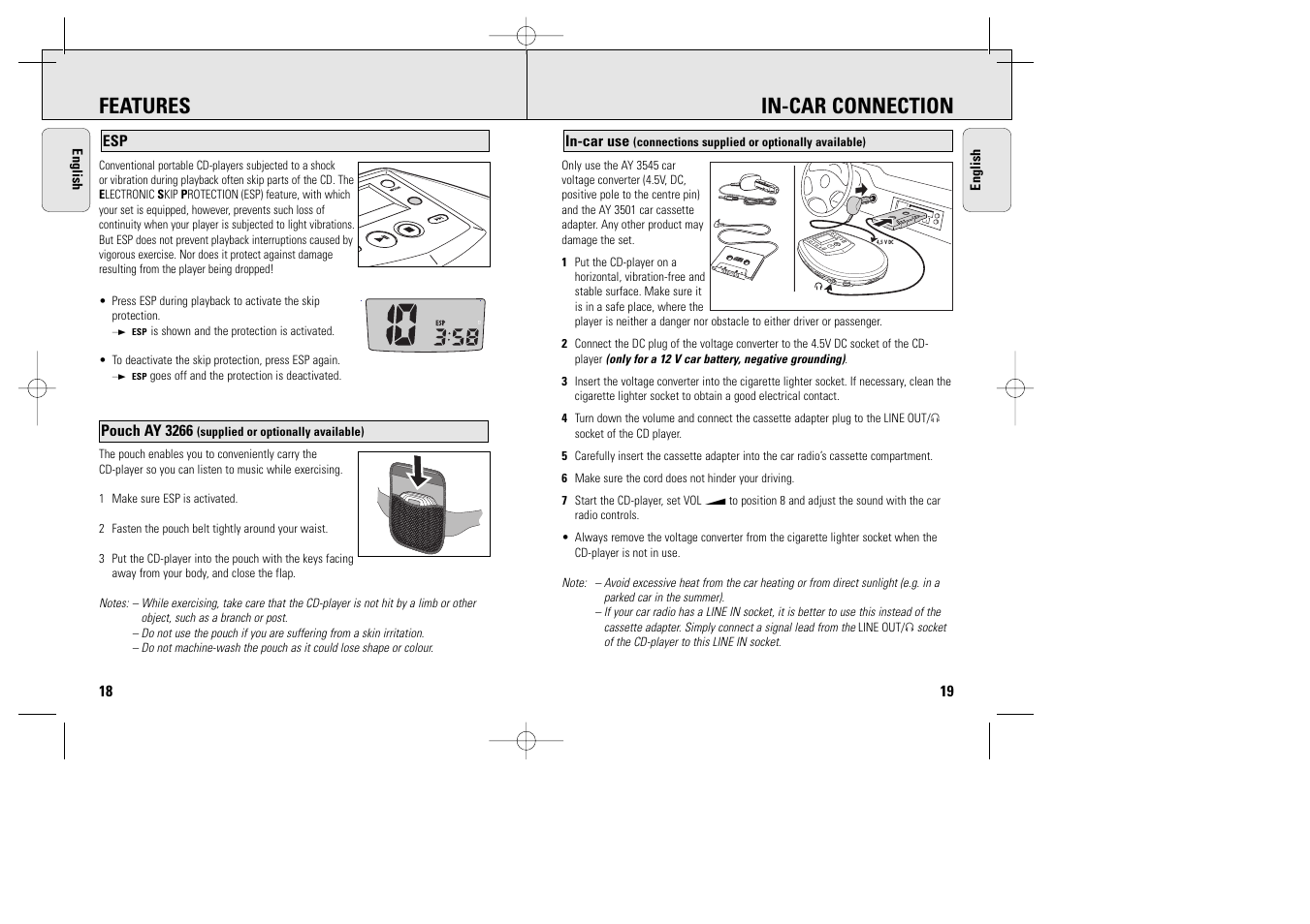 In-car connection, Features, Digital | Philips AX5002 User Manual | Page 11 / 12