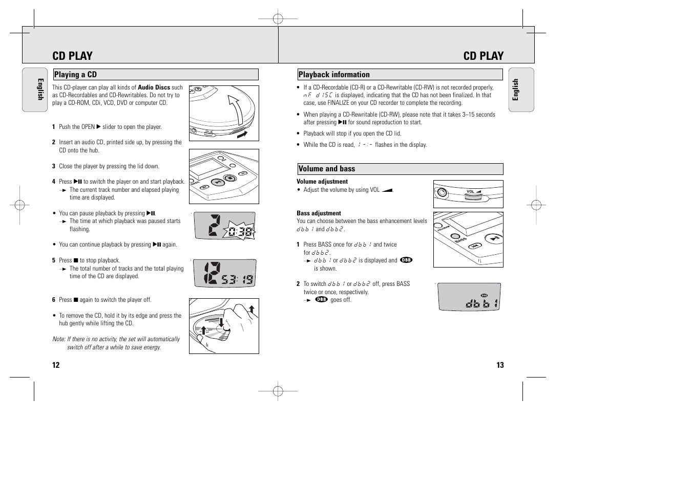 Cd play | Philips AX5002 User Manual | Page 8 / 12