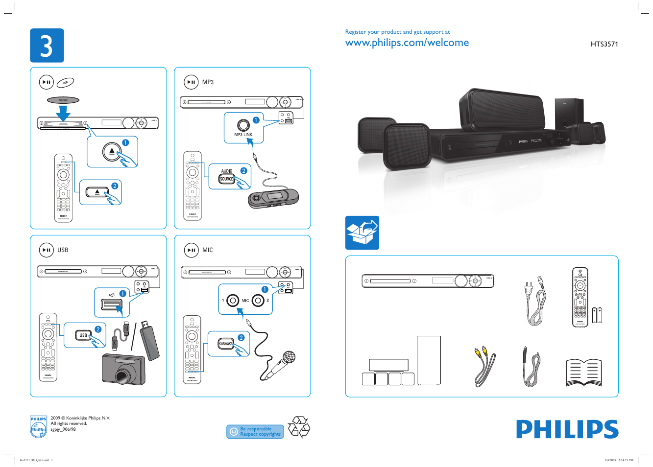 Philips HTS3571 User Manual | 2 pages