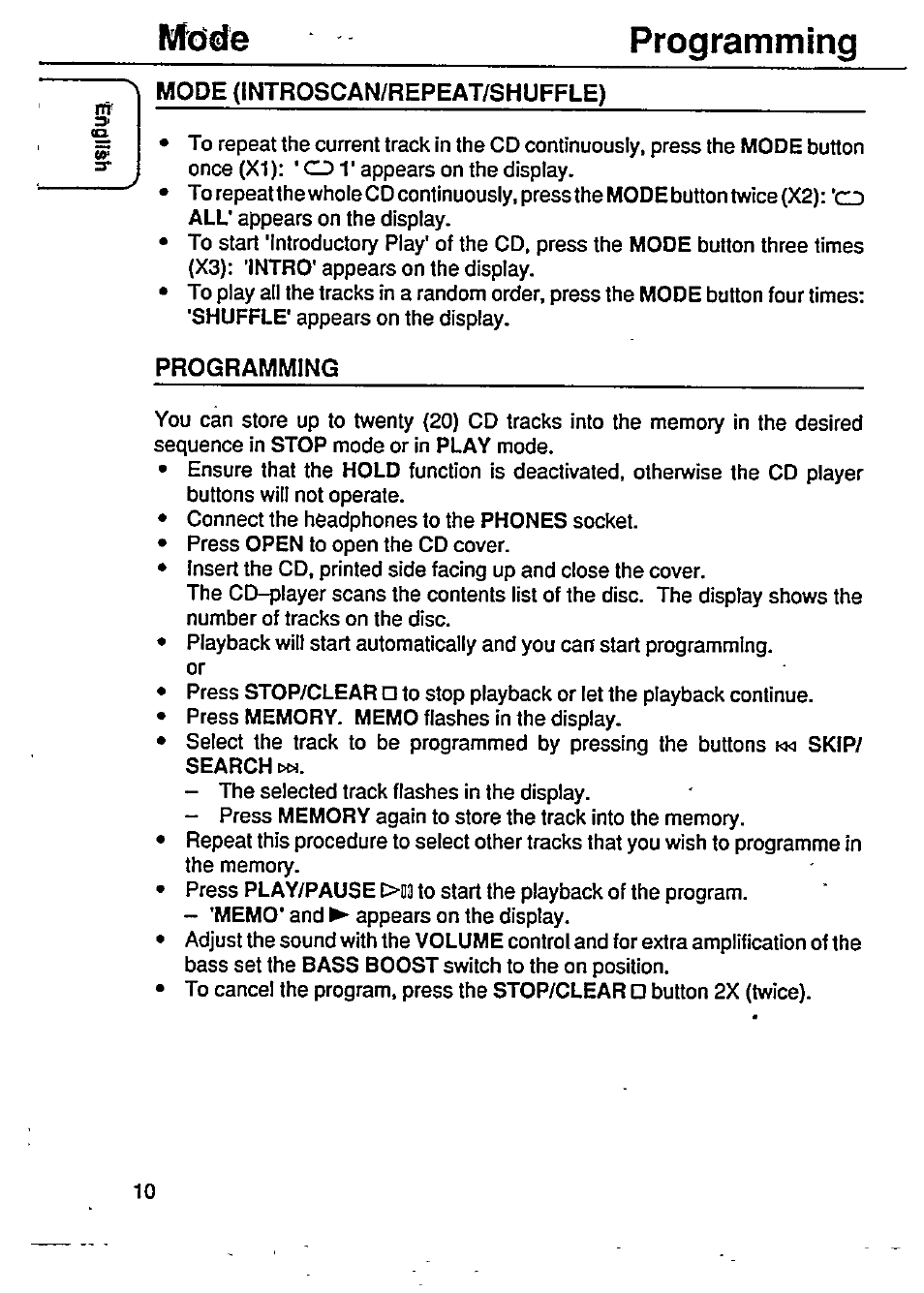 Programming | Philips RD5050/18 User Manual | Page 10 / 13