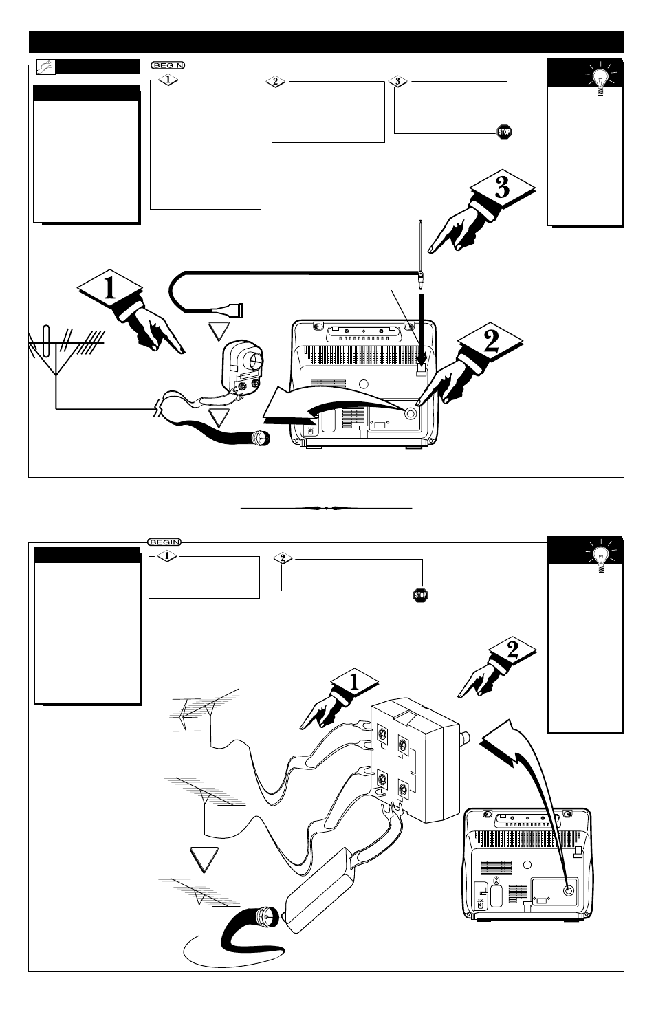 Tv (a, Ooking, Ntenna | Able, Onnections | Philips Magnavox PR0925B User Manual | Page 2 / 8