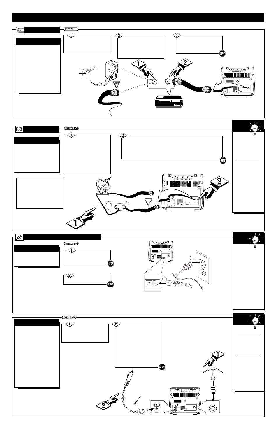 Tv (a, Ooking, Ntenna | Able, Onnections | Philips Magnavox PR0925B User Manual | Page 3 / 8