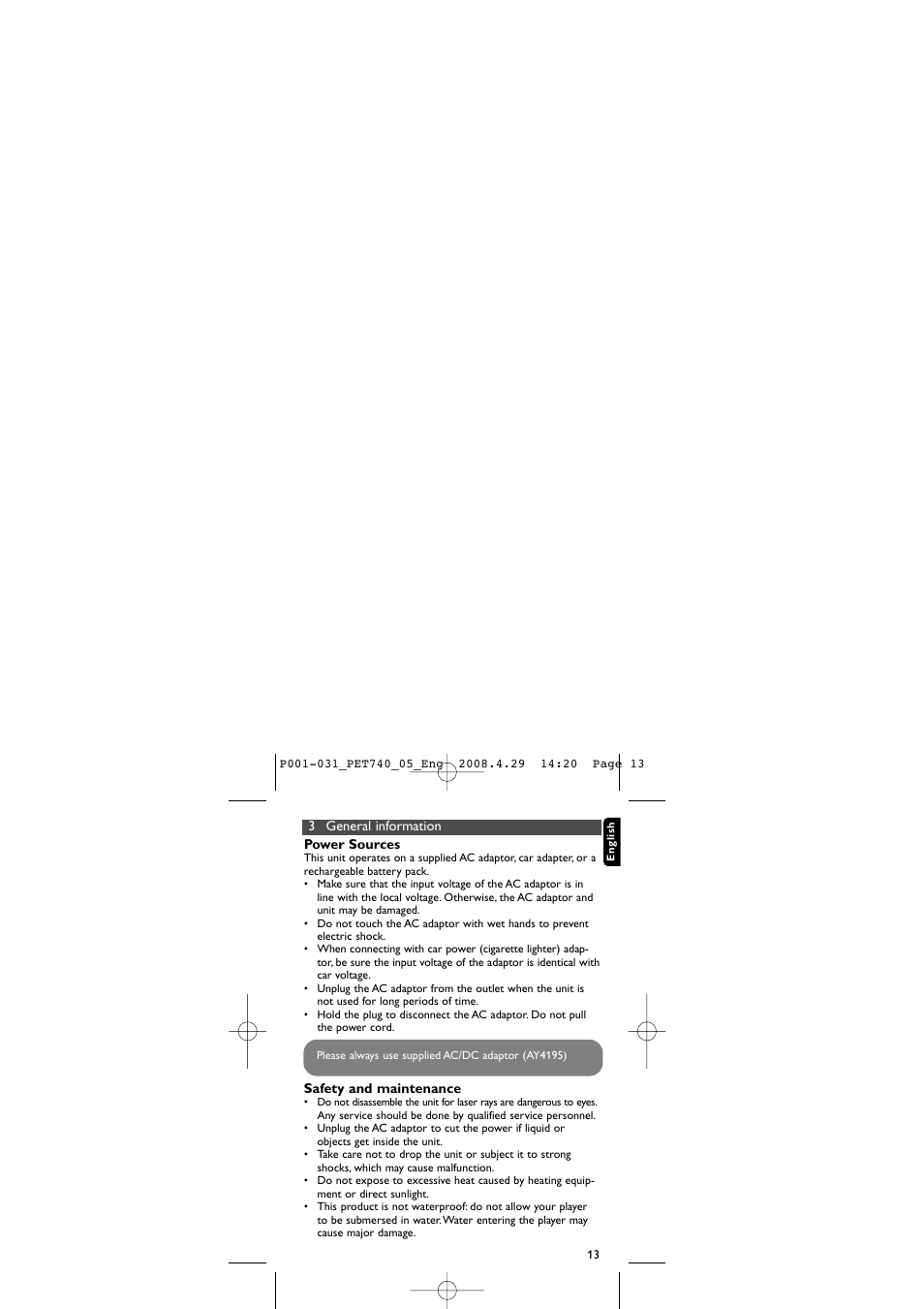 Philips PET740/05 User Manual | Page 13 / 32