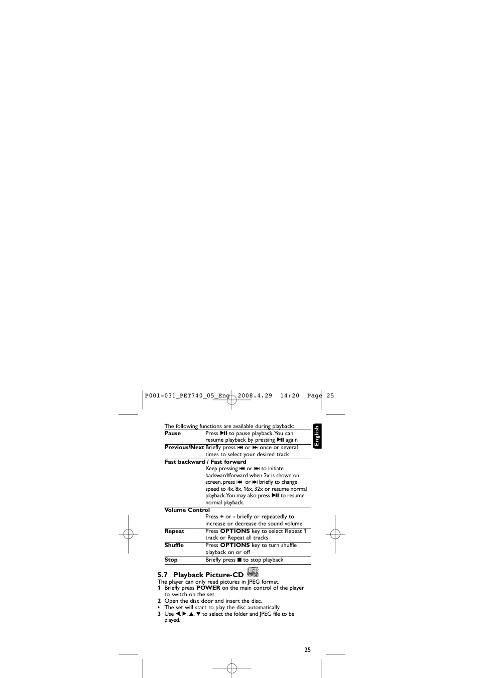 Philips PET740/05 User Manual | Page 25 / 32